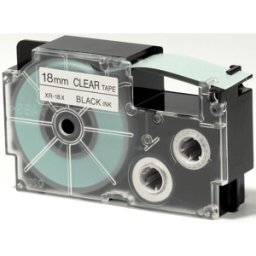 CASIO XR-18X1 - Cinta de escritura, 18 mm x 8 m, negro/transparente
