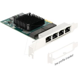 DELOCK 88207 - Adaptador de red, PCIe, Gigabit Ethernet, 4x RJ45