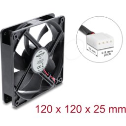 DELOCK 67453 - Ventilador axial 48 V DC, 120 x 120 x 25 mm, conector PWM de 4 p
