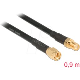DELOCK 88930 - Cable de antena RF, conector SMA > conector hembra SMA, 0,9 m