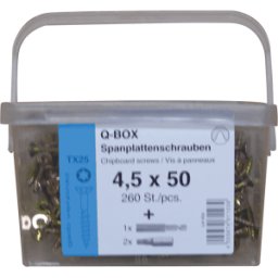 REISSER SCHRAUBENTECHNIK Q200 TX 5,0X70 - Q200 Plus Caja de tornillo de aglomerado TX, TG, 160 piezas