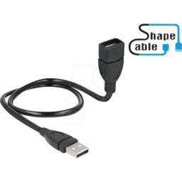 DELOCK 83499 - Cable USB 2.0, conector macho A hembra A, Shape, 0,5 m