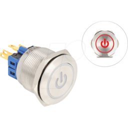DELOCK 20987 - Pulsador de acero inoxidable, iluminado, LED - símbolo de