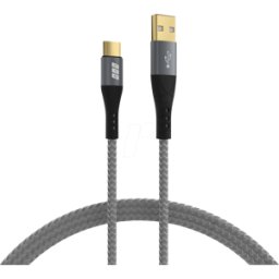 EFB-ELEKTRONIK EFB USB-AC-00004 - Cable USB 2,0 A macho a C macho, 60W, gris, chaqueta textil, 3,0