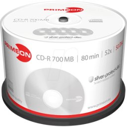 PRIMEON PRIM 2761102 - CD-R 80min/700MB, cakebox de 50 piezas