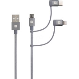 SKROSS 00133-130 - 3in1 Cable de carga Micro B/ Tipo C/ Lightning, gris, 0,30 m..
