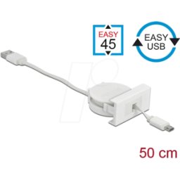 DELOCK 81319 - FÁCIL 45 MÓDULO USB 2,0 Desenrollar cable USB Tipo