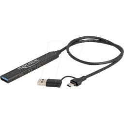 DELOCK 64272 - Concentrador USB delgado de 4 puertos con USB Type-C™ o USB Tipo