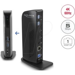 DELOCK 87728 - Estación de acoplamiento USB Dual DisplayPort 4K, USB 3.2, LAN,