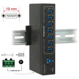 DELOCK 63311 - Hub industrial externo 7x USB 3,0 A, protección ESD de 15