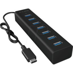 ICYBOX ICY IB-HUB1700C3 - USB 3,0 Tipo-C, Hub de 7 puertos USB Tipo-A..