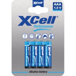 XCELL AAA 4X - Batería alcalina, AAA (Micro), paquete de 4 blisters