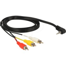 DELOCK 84504 - Cable conector jack 3,5 mm 4 clavijas angulado > 3 conectores RC