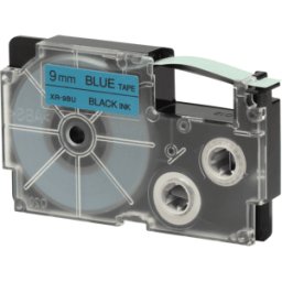 CASIO XR-9BU1 - Cinta de escritura, 9 mm x 8 m, negro/azul