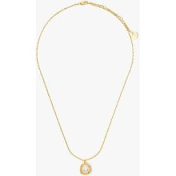 Parfois Collar corto con baño de oro de 18 k y perla central. Blanco