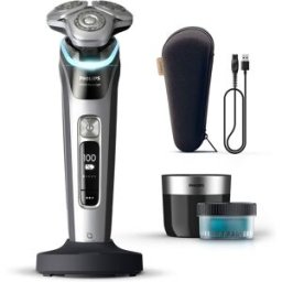 Philips Afeitadora eléctrica i9000 Prestige, máquina de afeitar hombre en seco y mojado, base de carga, estuche de viaje, centro de limpieza.