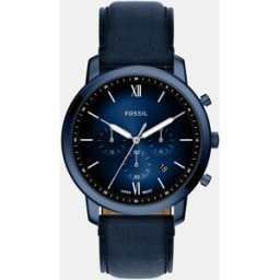 Fossil Reloj de hombre neutra de piel con cronógrafo. Azul