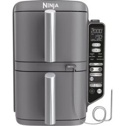 Ninja Freidora de Aire SL451EU 9,5L + termómetro de cocción digital 6 en 1 vertical. Gris