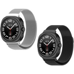 Friendly License Pack de 2 unidades de Correa Milanesa Plata y Negro para Samsung Galaxy Watch Ultra 47mm. Plata / Negro