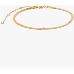 Parfois Pulsera de plata de ley bañado en oro de 18 k con perlas decorativas. Blanco