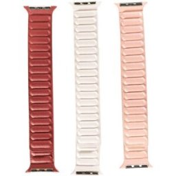Friendly License Pack 3 Correas PU Magnética para Apple Watch 38-40-41 mm Blanco, Rosa, Vino. Multicolor