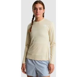 The North Face Camiseta de manga larga para mujer Shadow . Beige / Blanco