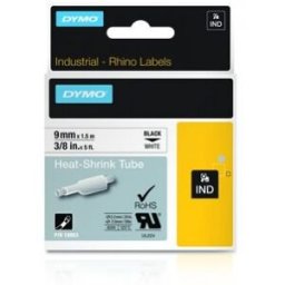 Dymo 18053 (S0718280) 9mm - Cinta Tubo Termorrectráctil - Negro sobre blanco