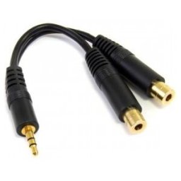 StarTech.com Cable 15cm Audio Splitter Divisor de Auriculares Mini-Jack 3,5mm Estéreo Macho a 2x Hem