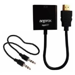 Approx ADAPTADOR HDMI A VGA V2 - DEFINICION HASTA 1200P - COMPATIBLE HDMI 1.3A- AUDIO JACK 3.5MM + 3