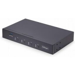StarTech.com Switch KM/USB 4 Puertos con Conmutación por Ratón - Conmutador KM USB 3.0 de Teclado y