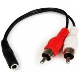 StarTech.com Cable Adaptador de 15cm de Audio Estéreo Mini Jack de 3,5mm Hembra a 2x RCA Macho, 3.5m