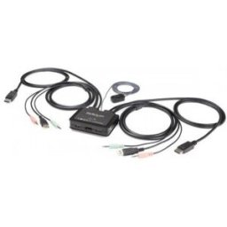 StarTech.com Switch Conmutador KVM de 2 Puertos DisplayPort 4K60Hz con Cables Incorporados