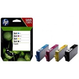 HP 364 4-Pack - Paquete de 4 - negro, amarillo, cián , magenta - original.