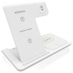 Aisens Cargador Inalambrico USB-C 3 En 1 De 15W Para Movil, Apple Watch, Ariculares Con Estuche De C