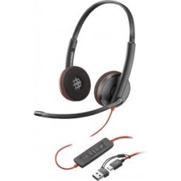 HP POLY Auriculares estéreo Blackwire 3220 USB-C + Adaptador US Negro