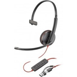 HP POLY Auriculares Blackwire 3210 monaural USB-C + adaptador U Negro