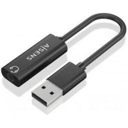 Aisens Conversor USB-A a Audio 48KHz, USB-A/M-Jack 3.5/H, Negro, 10 cm