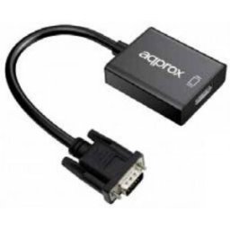 Approx Adaptador VGA - Macho a HDMI - Hembra - Con entrada de audio - Conexiones VGA (IN) / JACK 3.5 (IN) /