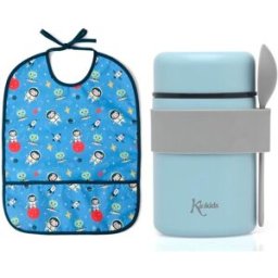 Pack Babero y termo papillero con cuchara KioKids Color Rosa