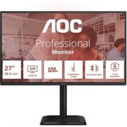 Monitor Profesional AOC Q27E4CV 27"/ QHD/ Multimedia/ Regulable en altura/ Negro