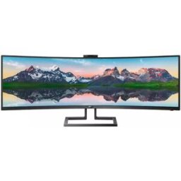 Monitor Profesional Ultrapanorámico Curvo Philips 499P9H 48.8"/ Dual QHD/ Webcam/ Multimedia/ Regulable en altura/ Negro