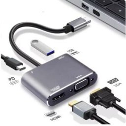 ULTRAPIX ADAPTADOR 4 EN 1 USB C CON HUB HDMI (4K), USB A 3.0, USB C Y VGA