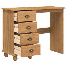 Escritorio Askim madera roble macizo, 4 cajones, acabado mate, diseño clásico, carga 50 kg