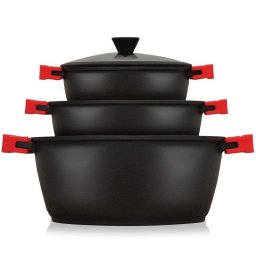 Batería de cocina Briebe Blackt3 aluminio fundido inducción 6 piezas titanio