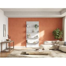 Unique Puerta corredera de madera y Mdf con estantes y raíl invisible - Blanco - 93 x 210 cm KAZORI