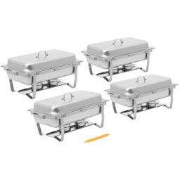 Chafing Dish - juego de 4 - GN 1/1 - 4 x 7,5 L - 4 envases de combustible - Royal Catering 10013327