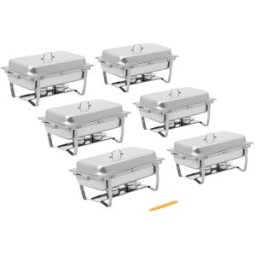 Chafing Dish - juego de 6 - GN 1/1 - 6 x 7,5 L - 6 envases de combustible - Royal Catering 10013328