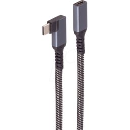 SHIVERPEAKS SHVP BS14-74013 - Cable USB 3.1, conector macho de 90° C a conector hembra, textil