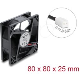 DELOCK 67446 - Ventilador axial 48 V DC, 80 x 80 x 25 mm, conector de 2 pines