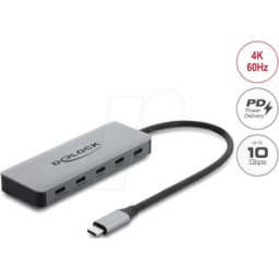 DELOCK 64371 - Hub USB 10 Gb/s, 4 puertos, 4x C, 4K, 100 W